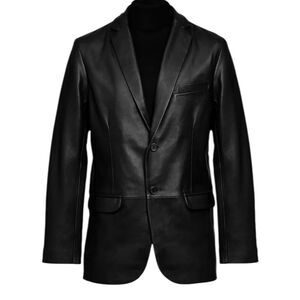 Vintage Skin Roma Black Three Button Leather Blazer Made in Italy - 46R